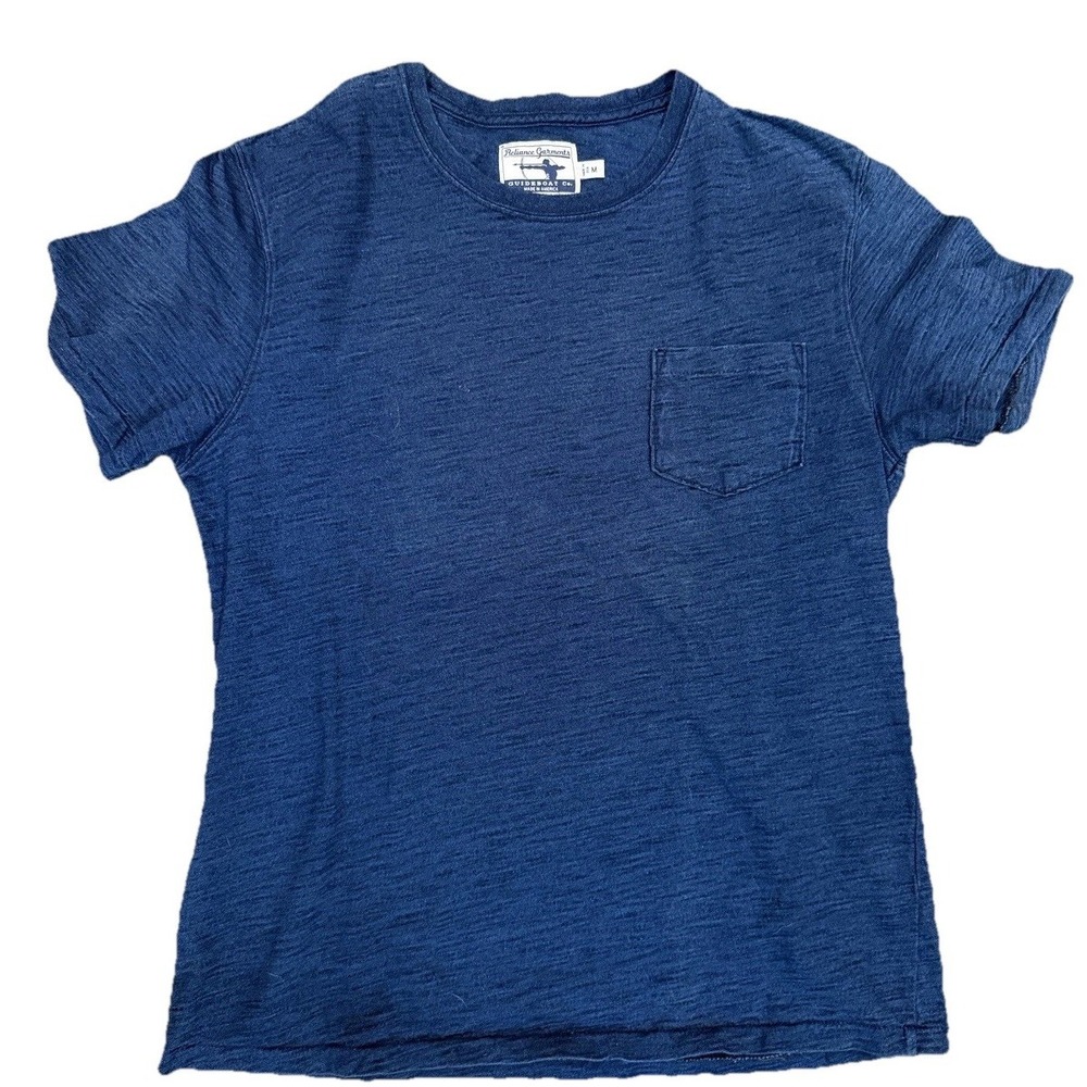 Guideboat Co Reliance Garments Slub Pocket T-Shirt Men's Medium Indigo Blue